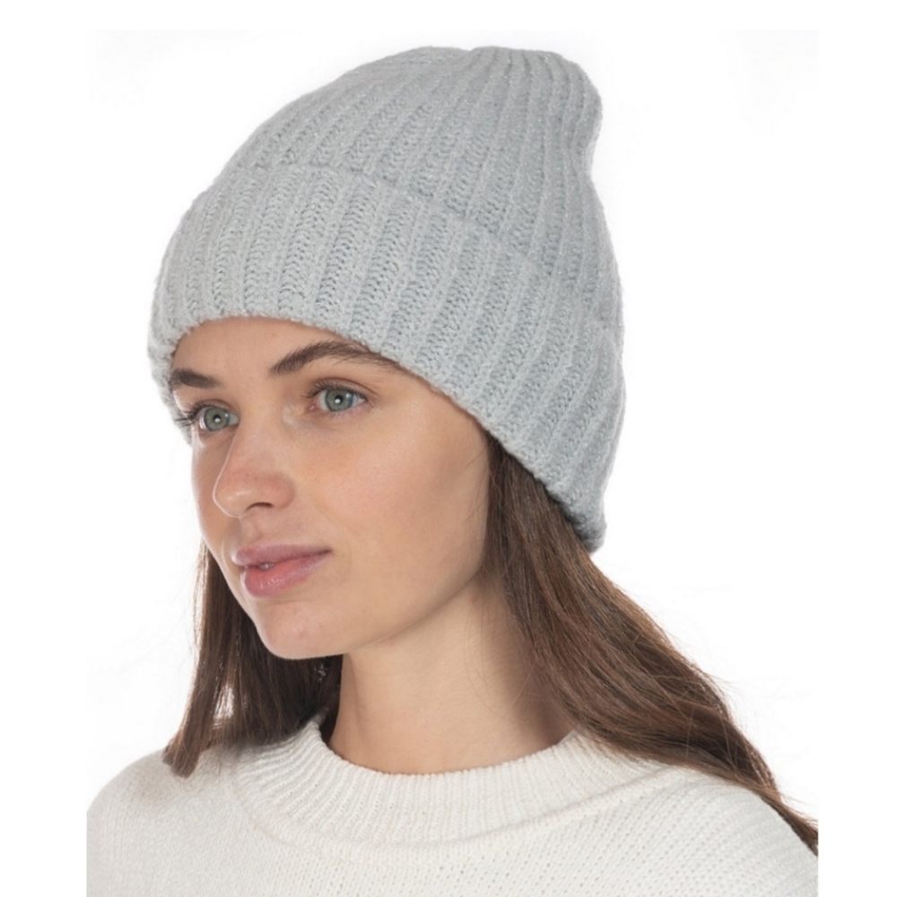 STYLE & CO Ribbed Gray Beanie with Lurex NWT